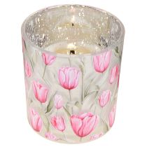 kohteita Koristeellinen lasilyhty tulppaanikuviolla keväiseen kotiin, 8 cm, 4 kpl.