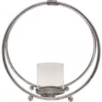 kohteita Lyhty metallinen kynttilänjalka hopea lasi Ø33cm