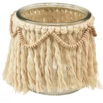 kohteita Lantern Lasihapsut Macrame Cream Boho Ø9,5cm 4kpl