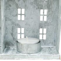 kohteita Ikkunakoristelu joulu, lyhty, diorama talo sarja, metalli koristeet hopea shabby chic L20cm K20cm