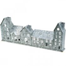 kohteita Rivitalot, metallikoriste valaistukseen, adventtikoriste, hopeinen lyhty P52cm K20cm