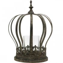 kohteita Kruunu lyhtynä, kynttiläkoristelu, metallinen kruunu antiikin näköinen H28cm Ø21cm