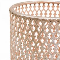 Lyhty metallinen kynttilänjalka lasi hopeanpunainen Ø18cm H27cm