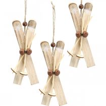 Winter Deco suksi Joulukuusen koristelu suksipari puuta H17cm 4kpl