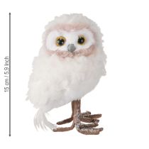 kohteita Talvikoristeiset pöllönhahmot seisovaan käyttöön, valkoiset, 15 cm, 2 kpl