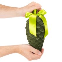 kohteita Keinotekoiset männynkäpyriipukset lahjanauhalla ja rusetilla, 23 cm, 3 kpl