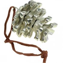 kohteita Männynkäpyä koristeellisia käpyjä ripustamiseen hopeaa H6cm