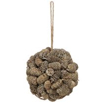 kohteita Kartiopallo leppäkäpyjen ripustamiseen, valkoinen, pesty, 12 cm