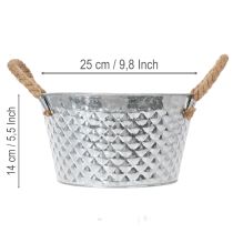kohteita Pyöreä sinkkikulho köysikahvoilla Ø25cm K14cm