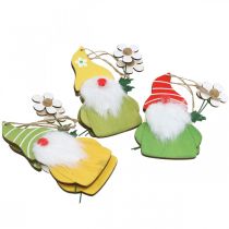 kohteita Kevätkoristetonttu ripustettavaan puiseen kääpiöön kukilla H17cm 6 kpl