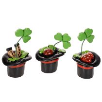 kohteita Onnenkalu apila ja kovakuoriainen silinterihatussa, 7 cm, 3 kpl