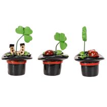 kohteita Onnenkalu apila ja kovakuoriainen silinterihatussa, 7 cm, 3 kpl