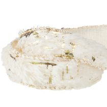 kohteita Koristenauha turkisvärillä, kermanvärinen tekoturkis 25mm 15m