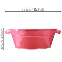 kohteita Vaaleanpunainen metallinen kukkakulho kahvoilla, pyöreä, Ø33,5 cm