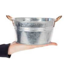 kohteita Pyöreä kukkakulho kahvoilla, metallikulho Ø17,5cm K9cm