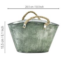 kohteita Kukkaruukku kahvoilla, pussi, metalli, juutti, 24,5 × 17 × 15,5 cm