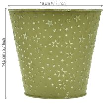 kohteita Metallinen kukkaruukku, tähdet, vihreä ja hopea, Ø16cm