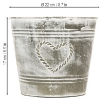 kohteita Shabby Chic -metallista valmistettu sydämenmuotoinen kukkaruukku, Ø22 cm, korkeus 17,5 cm