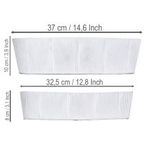 kohteita Soikea metallinen kulho valkoisena ja hopeanvärisenä, 32,5 cm/37 cm, 2 kpl.