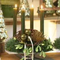 kohteita Lasiset joulukuusenpallot, kiiltävät, oliivinvihreät ja hopeanharmaat, 5 cm, 24 kpl