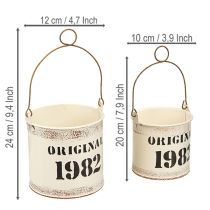 kohteita Koristeellinen ämpäri kahvalla ”Original 1982” Kermanvärinen Ø12/10cm 2×2-osainen setti