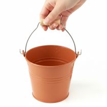 kohteita Koristeellinen metallinen ämpäri/istutusastia, oranssinruskea, Ø16cm, K14.5cm, 1.6L