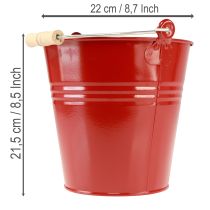 kohteita Koristeellinen metallinen ämpäri/istutusastia, punainen, Ø22cm, K21.5cm, 6L
