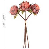 kohteita Koristeelliset tekokukat Protea punaoranssi 34cm 3kpl
