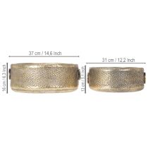 kohteita Koristeellinen kulho, antiikkityylinen, metallinen ruukku, kultainen, Ø37/31cm, 2 kpl setti