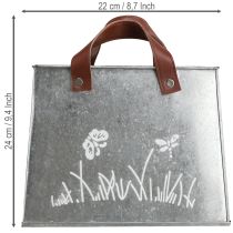 kohteita Koristeellinen kassi, hopea, valkoinen, ruskea, metalli, ruukkukassi, P22cm, 2 kpl