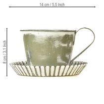kohteita Koristeellinen kuppi metallia, valkoinen, antiikki, Ø9cm, korkeus 8cm, 2 kpl
