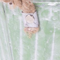 kohteita Koristeellinen ruukku, metallinen ämpäri istutusta varten, istutuslaatikko kahvoilla, pinkki/vihreä/keltainen shabby chic Ø15cm K13cm 3-osainen setti