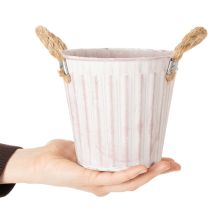 kohteita Koristeellinen ruukku, metallinen ämpäri istutusta varten, istutuslaatikko kahvoilla, pinkki/vihreä/keltainen shabby chic Ø15cm K13cm 3-osainen setti