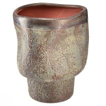 kohteita Koristeellinen maljakko keraaminen istutuslautanen metallinruskea harmaasininen 16,5×20,5 cm