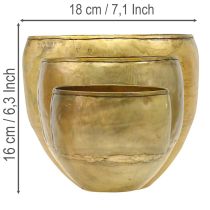 kohteita Koristeelliset maljakot, messinginkeltaiset, metallimaljakot Ø18/15/12,5 cm, 3 kpl:n setti
