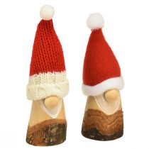 kohteita Koristeellinen tonttu puinen joulutonttu hatulla punainen luonnollinen 10/12cm 4kpl