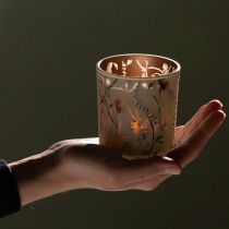 kohteita Koristeellinen lasilyhty kukka-aiheella tunnelmalliseen sisustukseen, 8 cm, 4 kpl.