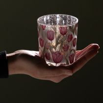 kohteita Koristeellinen lasilyhty tulppaanikuviolla keväiseen kotiin, 8 cm, 4 kpl.