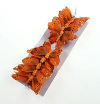 kohteita Koristeellinen perhonen langalla oranssi 8cm 12kpl