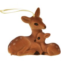kohteita Koristeellinen ripustinpeura koriste fawn flokoidulla 10cmx5cmx8,5cm