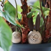 kohteita Koristeellinen puusta ja metallista valmistettu kani, jossa on humoristinen kuvio, ystävällinen katseenvangitsija, 19 cm, 2 kpl