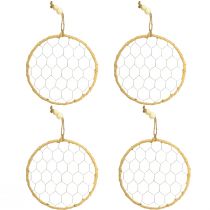 kohteita Koristeelliset metalliset raffia-ripustusrenkaat, Ø20cm, 4 kpl, boheemi seinäkoriste, ikkunakoriste