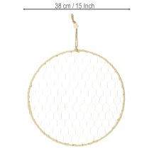 kohteita Koristeellinen metallirengas Ø38cm, riippuva koriste, raffia, hopea, luonnollinen, boheemi seinäkoriste, monipuolinen sisustus, 4 osaa