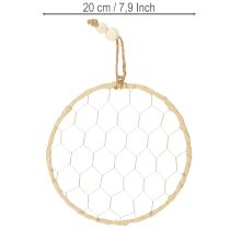 kohteita Koristeelliset metalliset raffia-ripustusrenkaat, Ø20cm, 4 kpl, boheemi seinäkoriste, ikkunakoriste