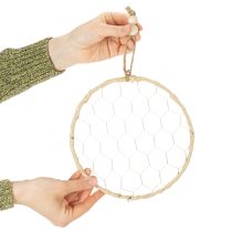 kohteita Koristeelliset metalliset raffia-ripustusrenkaat, Ø20cm, 4 kpl, boheemi seinäkoriste, ikkunakoriste