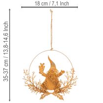 kohteita Jouluinen koristesormus, poro sormuksessa, joulupukki lahjan kanssa, metallikoriste, ruosteinen viimeistely, Ø18cm, 2 kpl setti