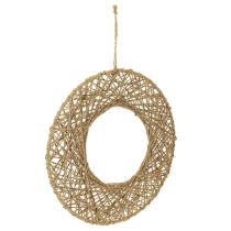 kohteita Koristeelliset juuttirenkaat, luonnollinen riippuva koriste, boheemi tyyli, Ø38cm, 2 kpl, metallirenkaat, seinäkoriste, ikkunakoriste