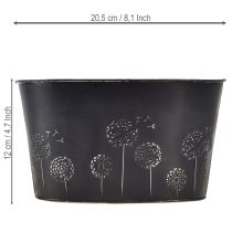 kohteita Koristeellinen metallikulho, soikea, musta ja hopea, kukkakuvio, 20,5 x 12,5 x 12 cm