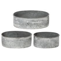 kohteita Koristeellinen metallikulho, soikea, harmaa, P 22,5/19,5/16 cm, 3 kpl:n setti