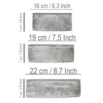kohteita Koristeellinen metallikulho, soikea, harmaa, P 22,5/19,5/16 cm, 3 kpl:n setti